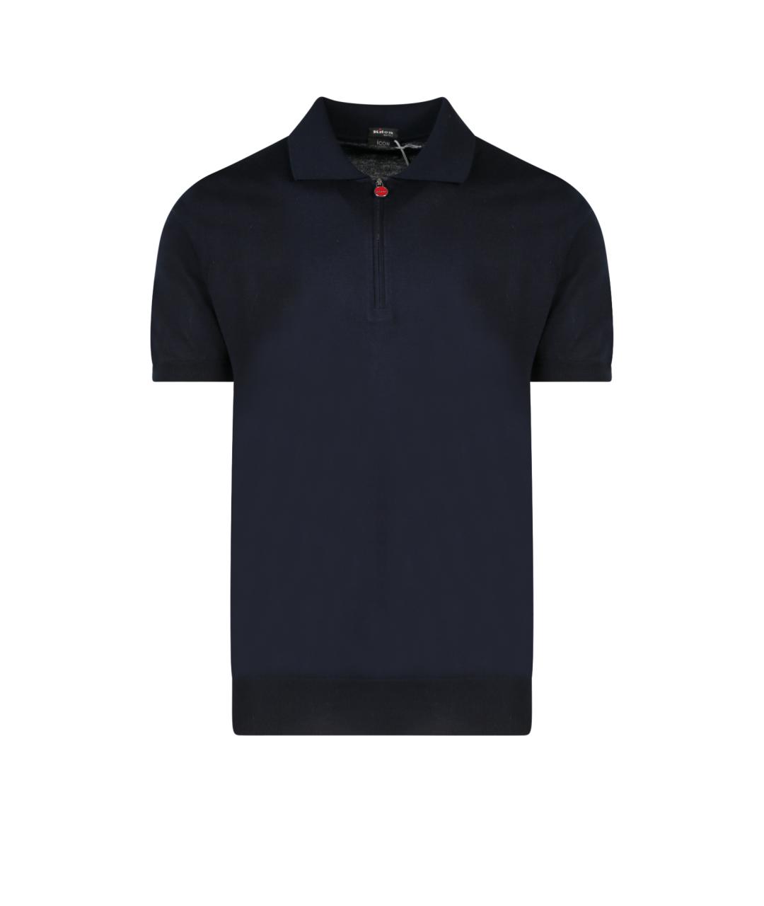 KITON Синее хлопковое поло с коротким рукавом, фото 1