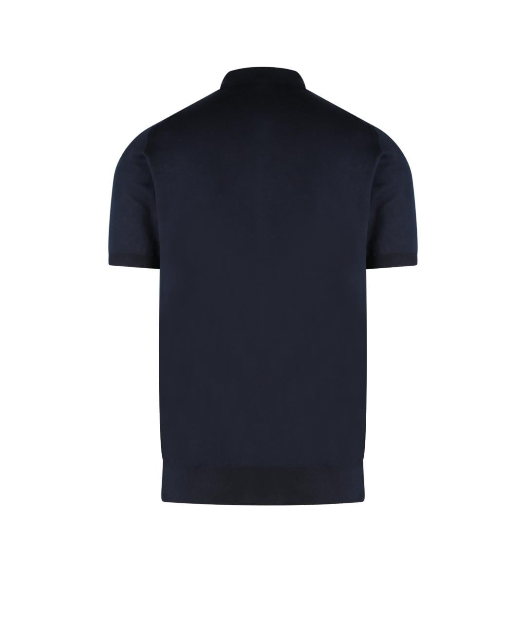 KITON Синее хлопковое поло с коротким рукавом, фото 2
