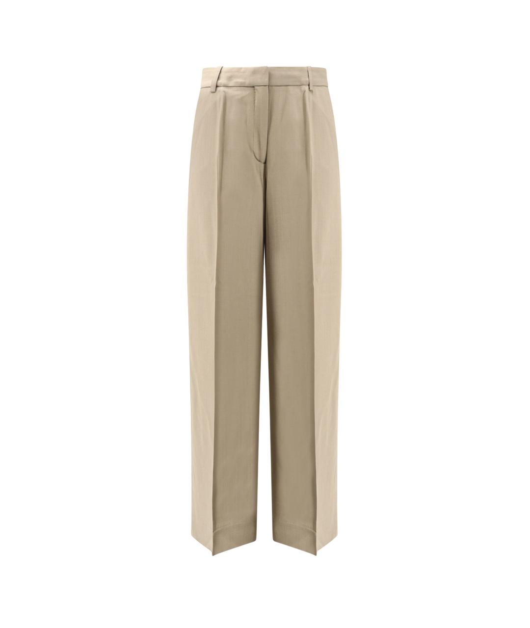 TOTEME Бежевые вискозные прямые брюки, фото 1