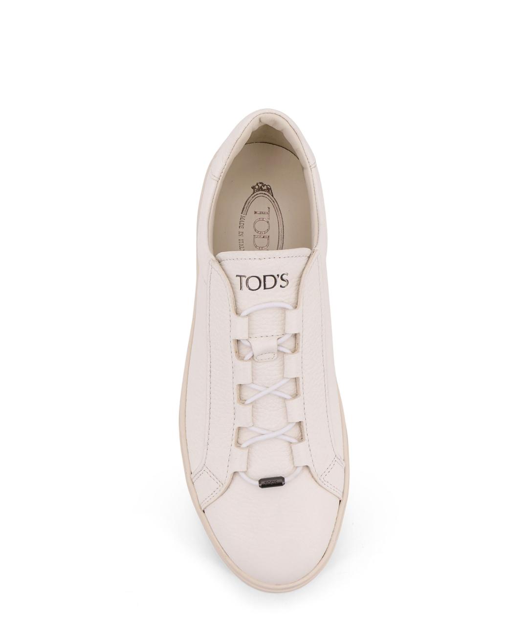 TOD'S Бежевые кожаные низкие кроссовки / кеды, фото 5