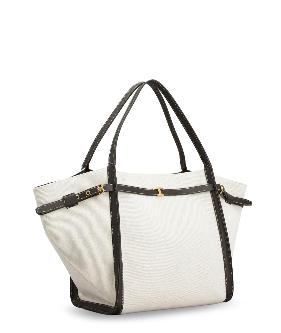 TOD'S Белая тканевая сумка тоут, фото 3