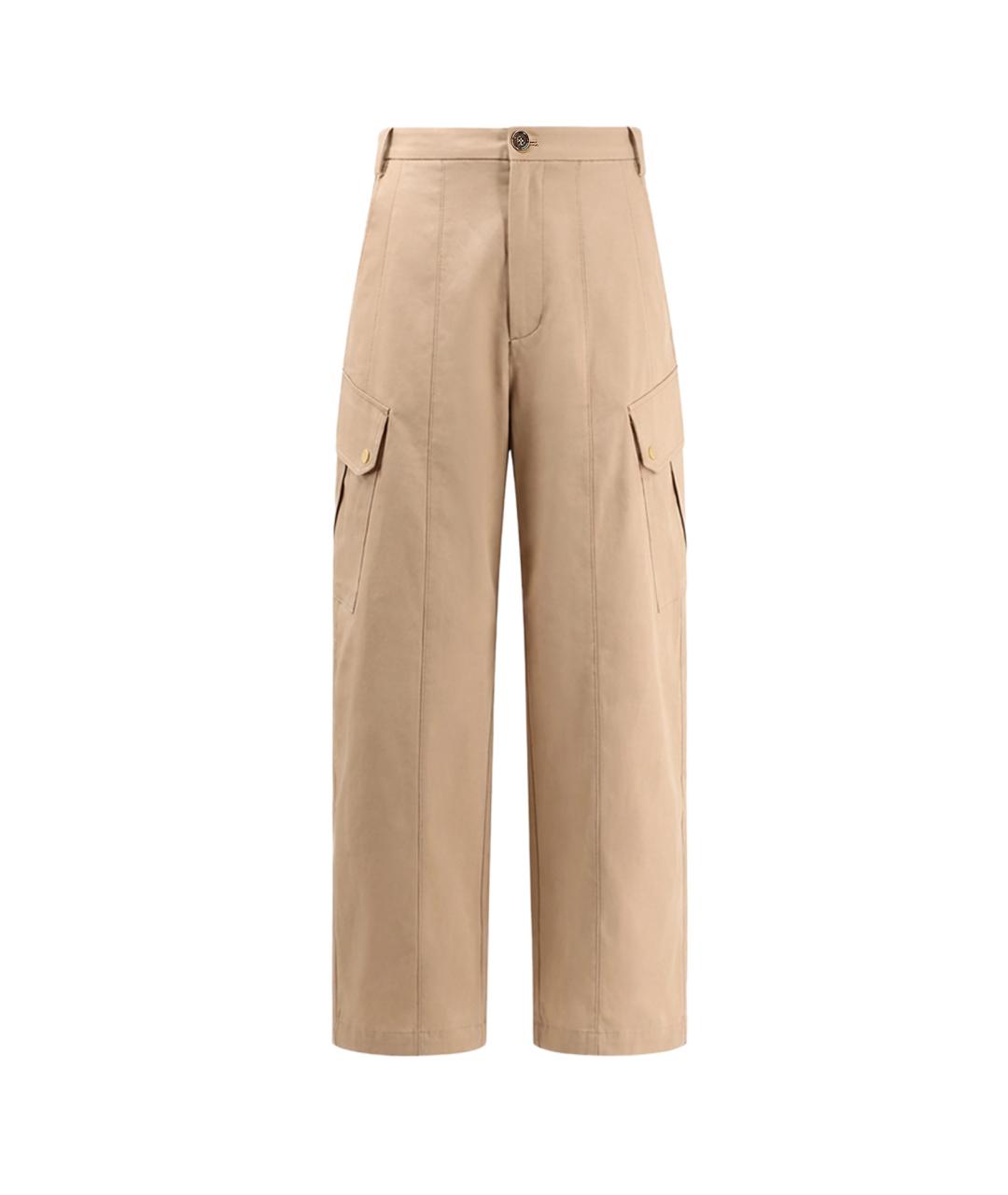 PINKO Бежевые хлопковые прямые брюки, фото 1