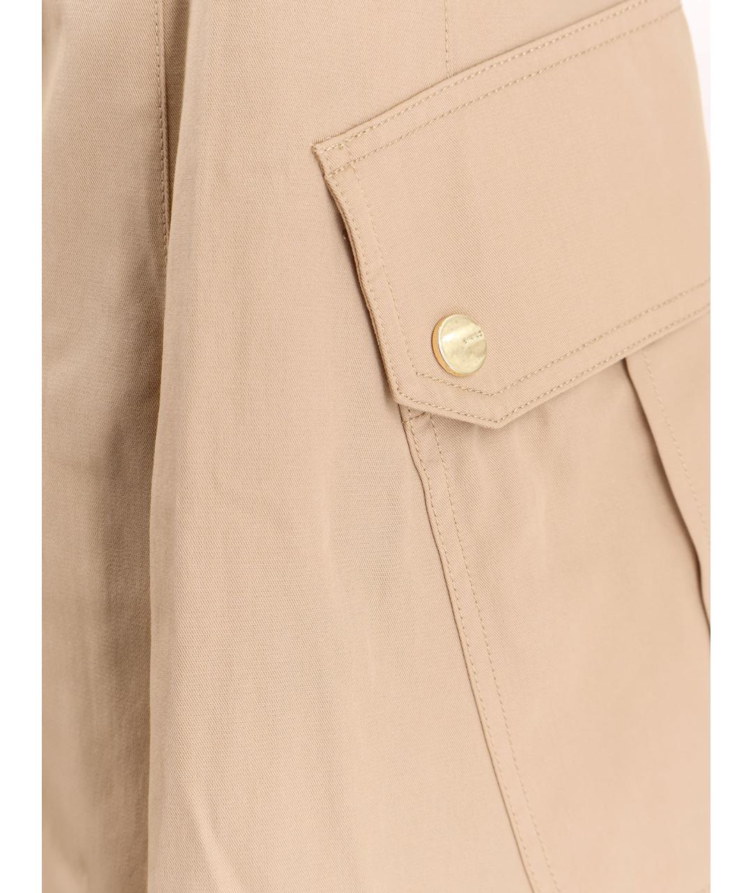 PINKO Бежевые хлопковые прямые брюки, фото 3