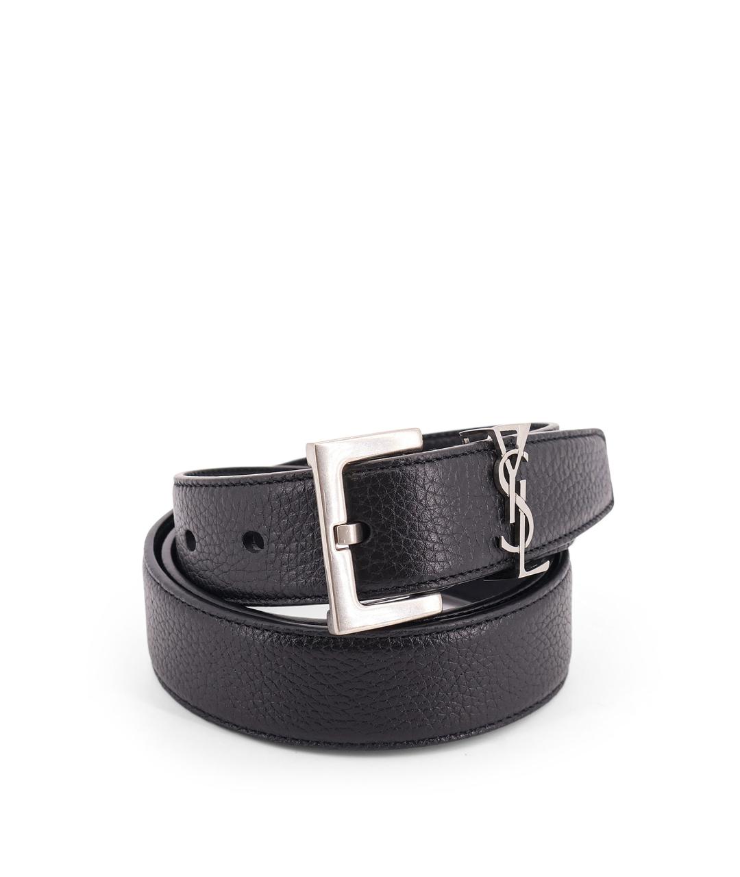 SAINT LAURENT Черный кожаный ремень, фото 4