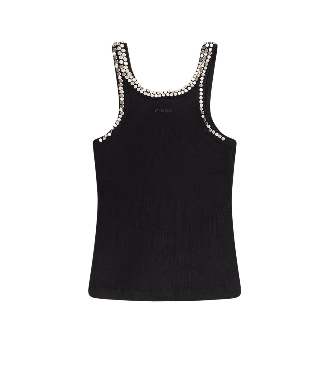 PINKO Черная хлопковая майка, фото 2