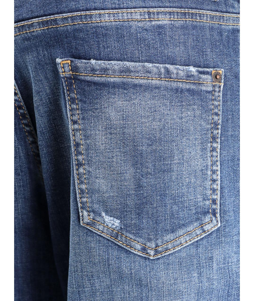 DSQUARED2 Синие хлопковые прямые джинсы, фото 3