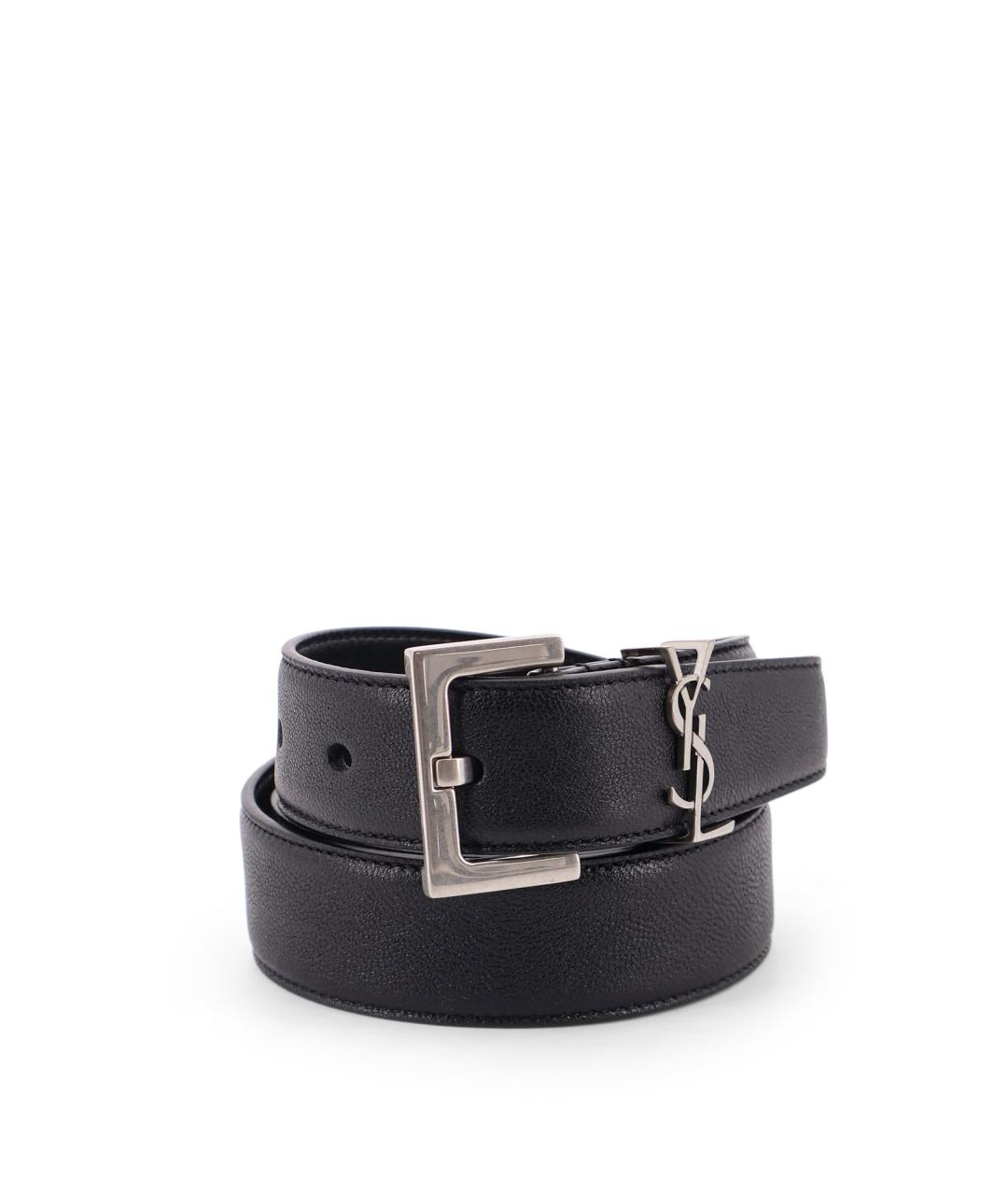 SAINT LAURENT Черный кожаный ремень, фото 3