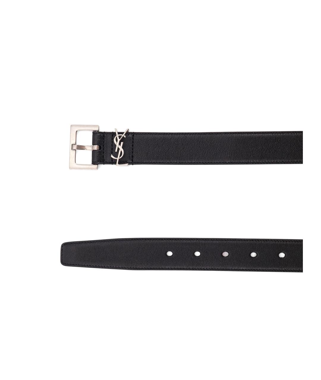 SAINT LAURENT Черный кожаный ремень, фото 2