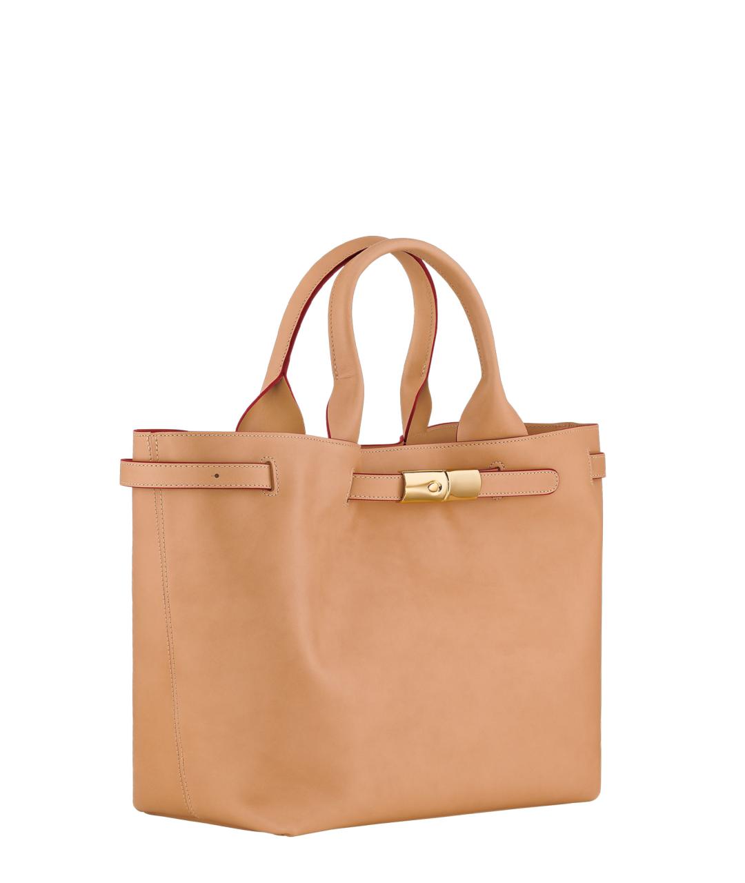 LONGCHAMP Бежевая кожаная сумка тоут, фото 3