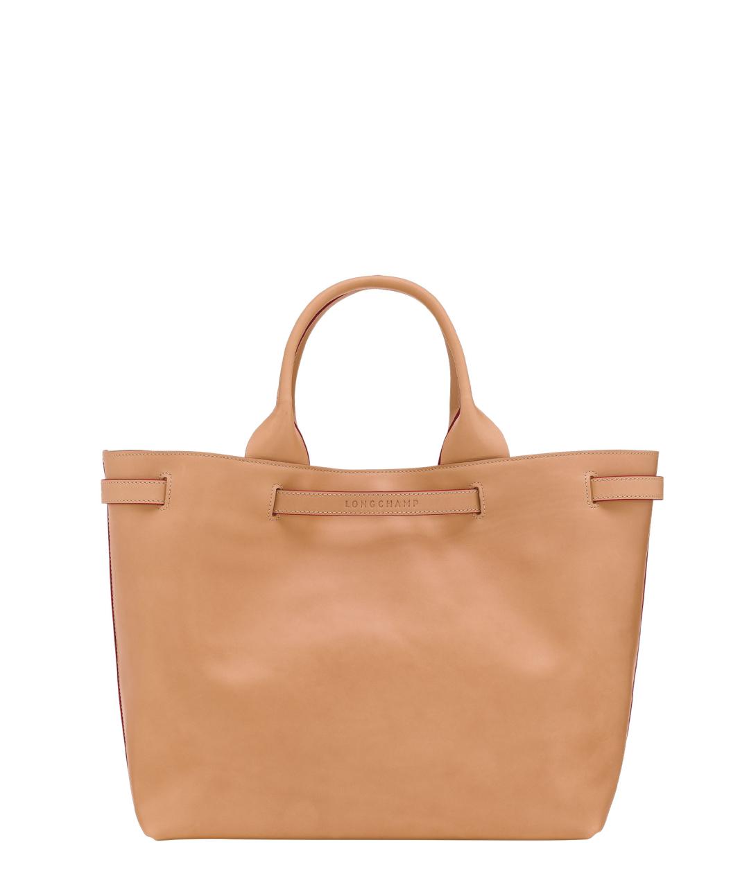 LONGCHAMP Бежевая кожаная сумка тоут, фото 2