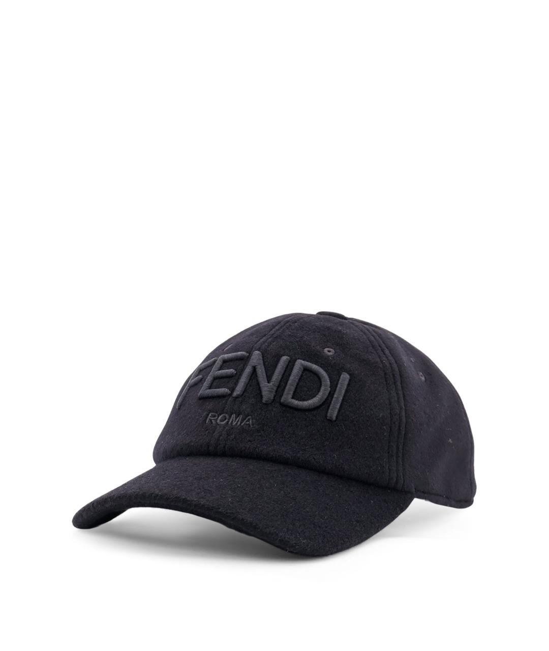 FENDI Черная шерстяная кепка/бейсболка, фото 2
