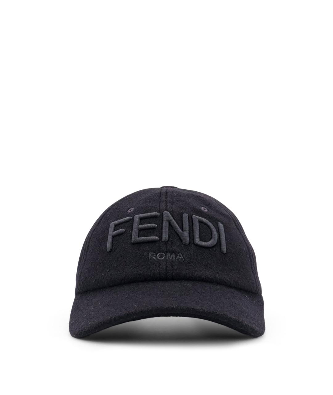 FENDI Черная шерстяная кепка/бейсболка, фото 1
