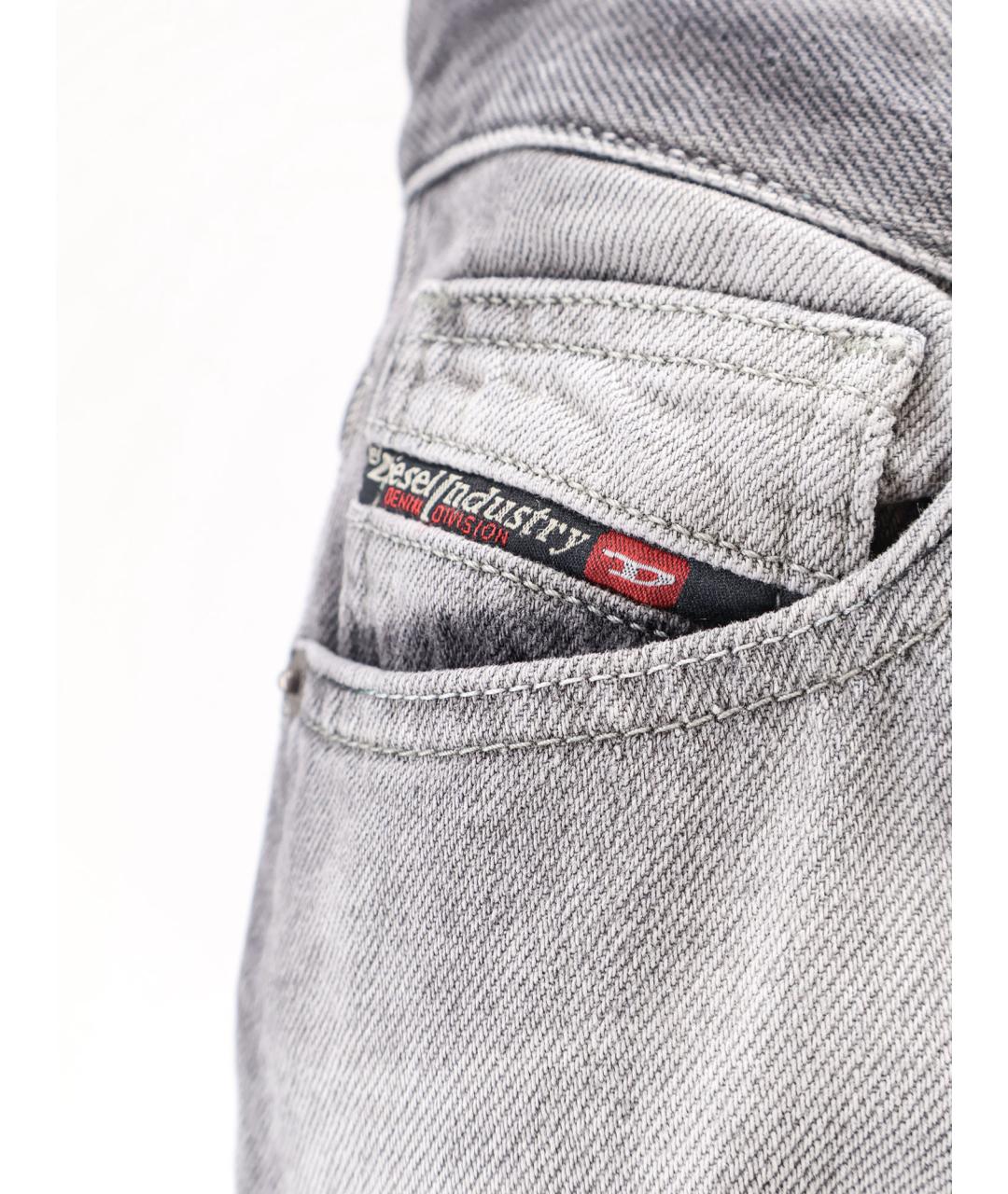 DIESEL Серые хлопковые прямые джинсы, фото 3