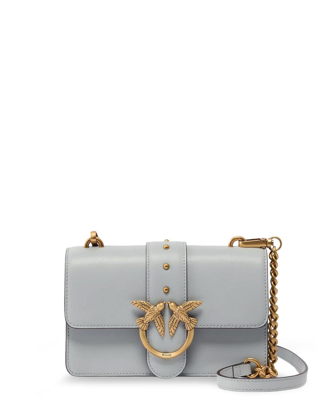 PINKO Серая кожаная сумка через плечо, фото 1