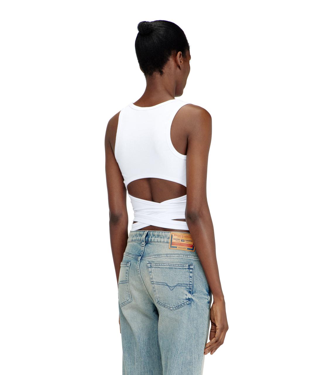 DIESEL Белая хлопко-эластановая майка, фото 3