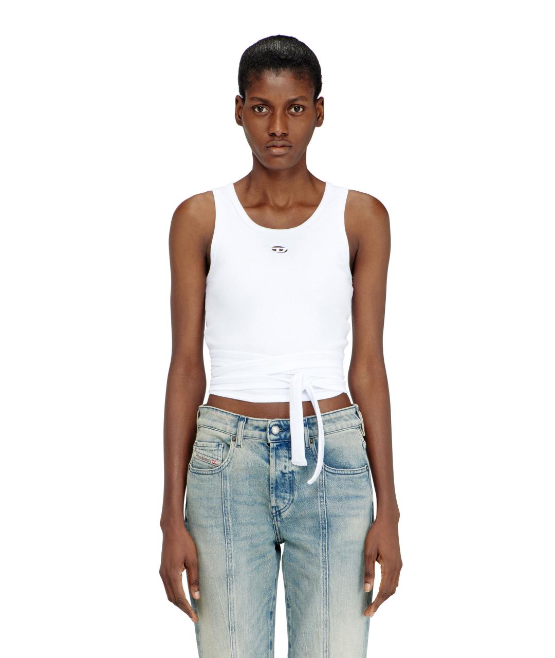 DIESEL Белая хлопко-эластановая майка, фото 2