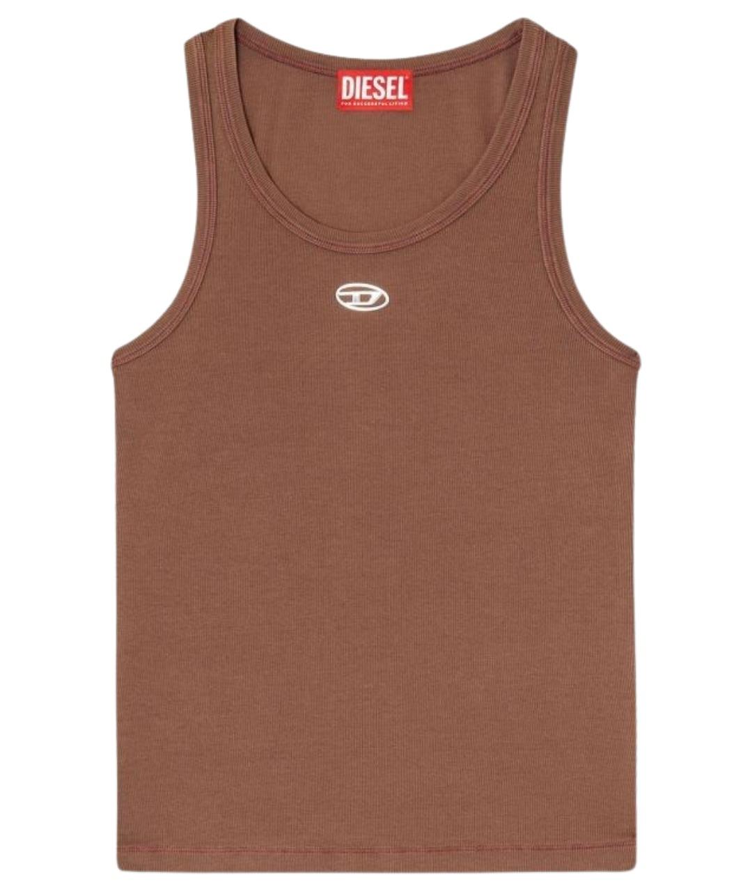 DIESEL Коричневая хлопковая майка, фото 1