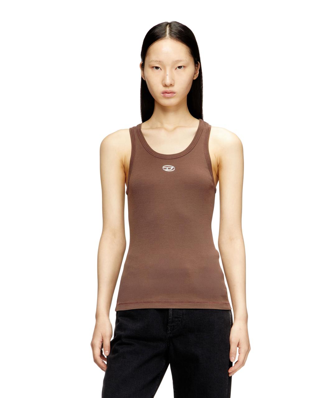 DIESEL Коричневая хлопковая майка, фото 2