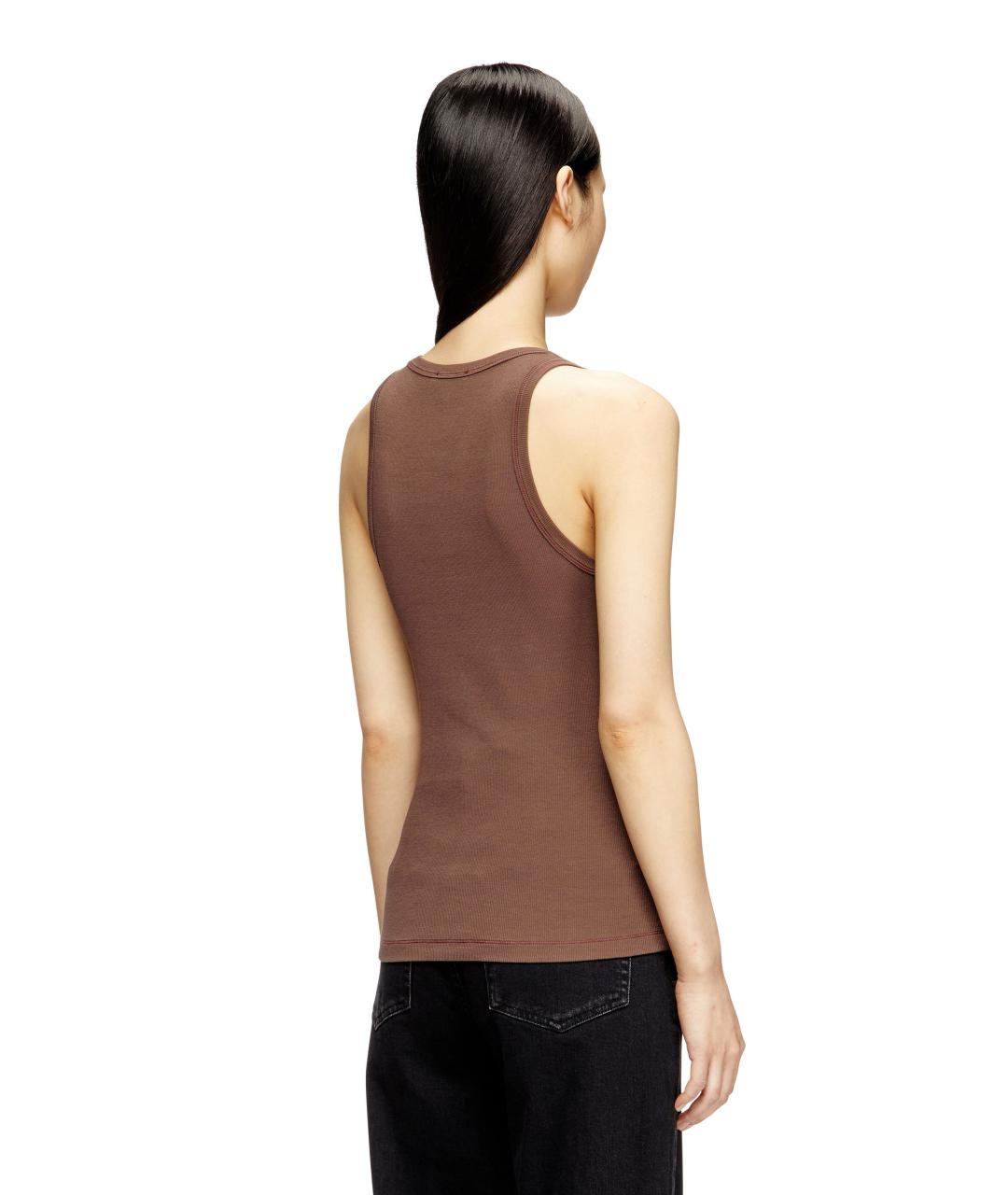 DIESEL Коричневая хлопковая майка, фото 3