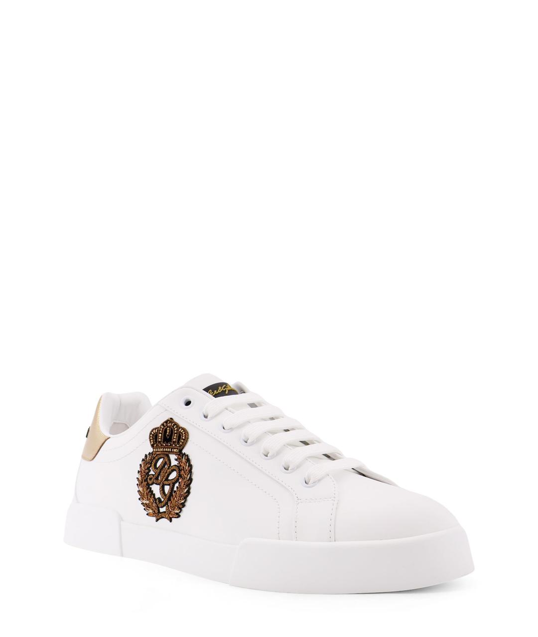 DOLCE&GABBANA Белые кожаные низкие кроссовки / кеды, фото 2