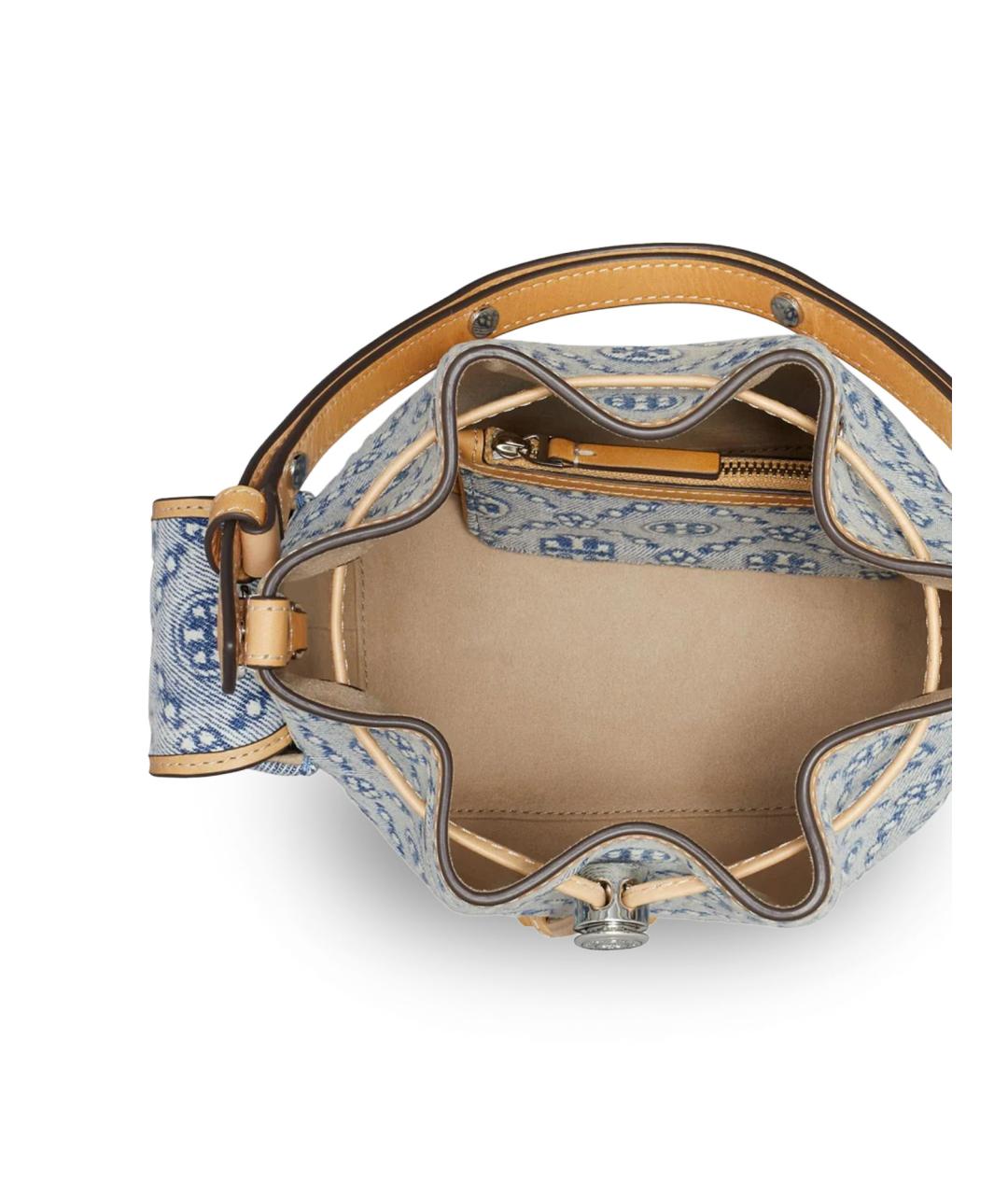 TORY BURCH Голубая тканевая сумка с короткими ручками, фото 4