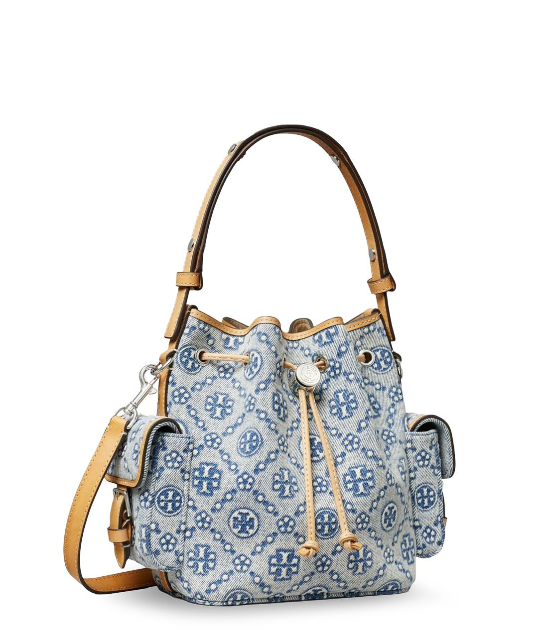 TORY BURCH Голубая тканевая сумка с короткими ручками, фото 3