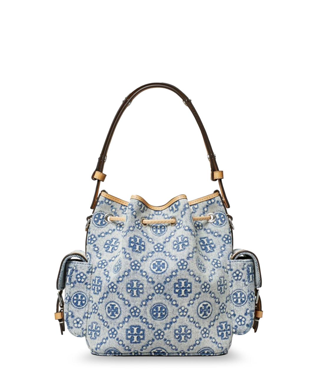 TORY BURCH Голубая тканевая сумка с короткими ручками, фото 2