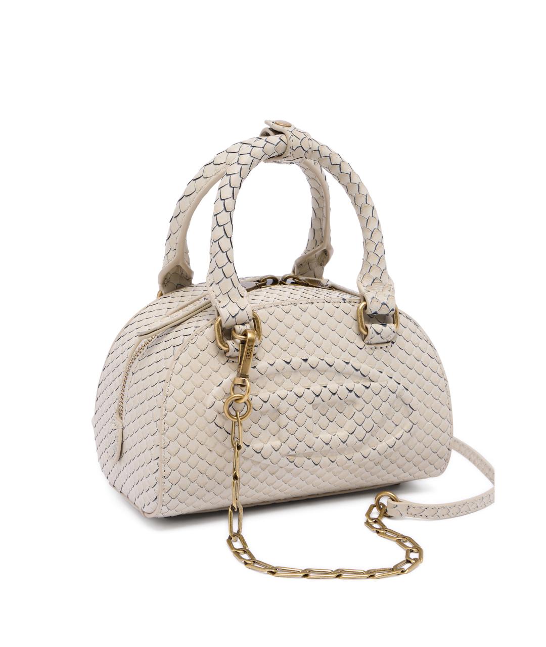 DIESEL Бежевая кожаная сумка с короткими ручками, фото 5