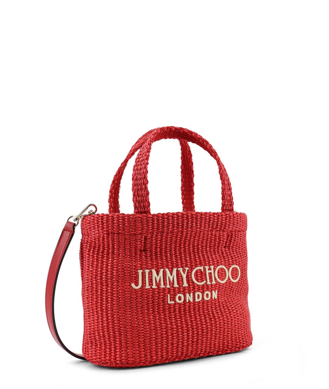 JIMMY CHOO Красная пелетеная сумка тоут, фото 3