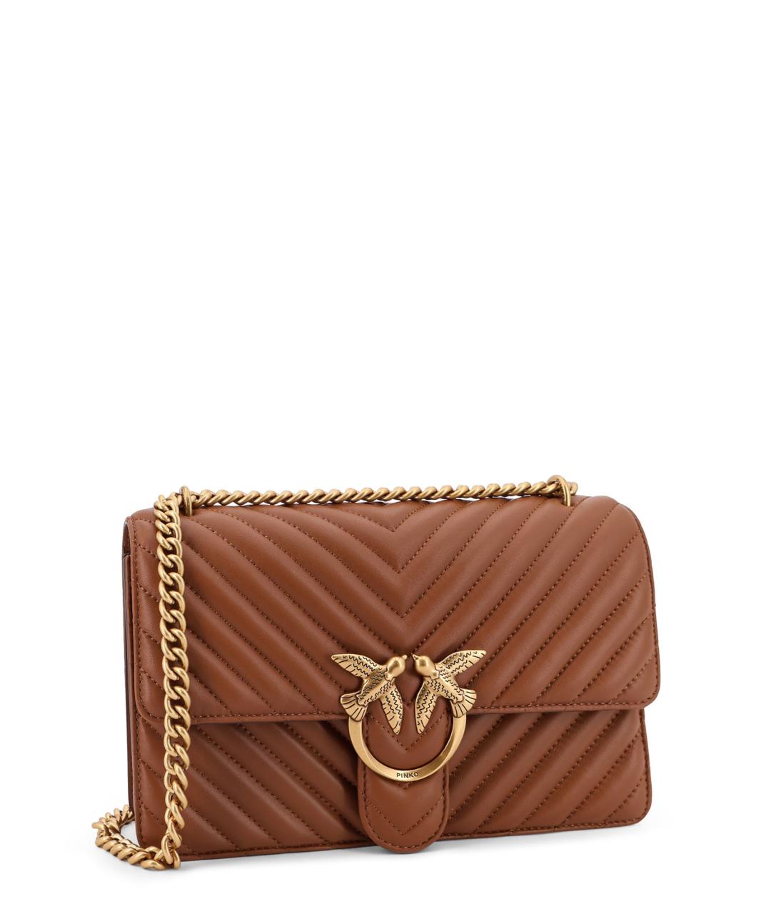 PINKO Коричневая кожаная сумка через плечо, фото 3
