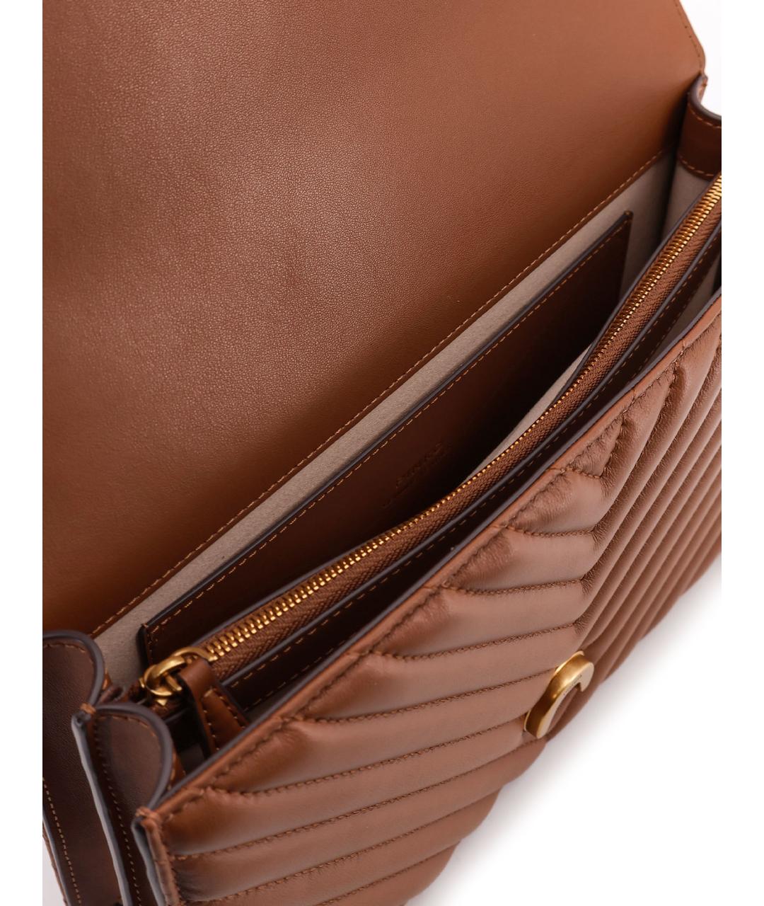 PINKO Коричневая кожаная сумка через плечо, фото 4