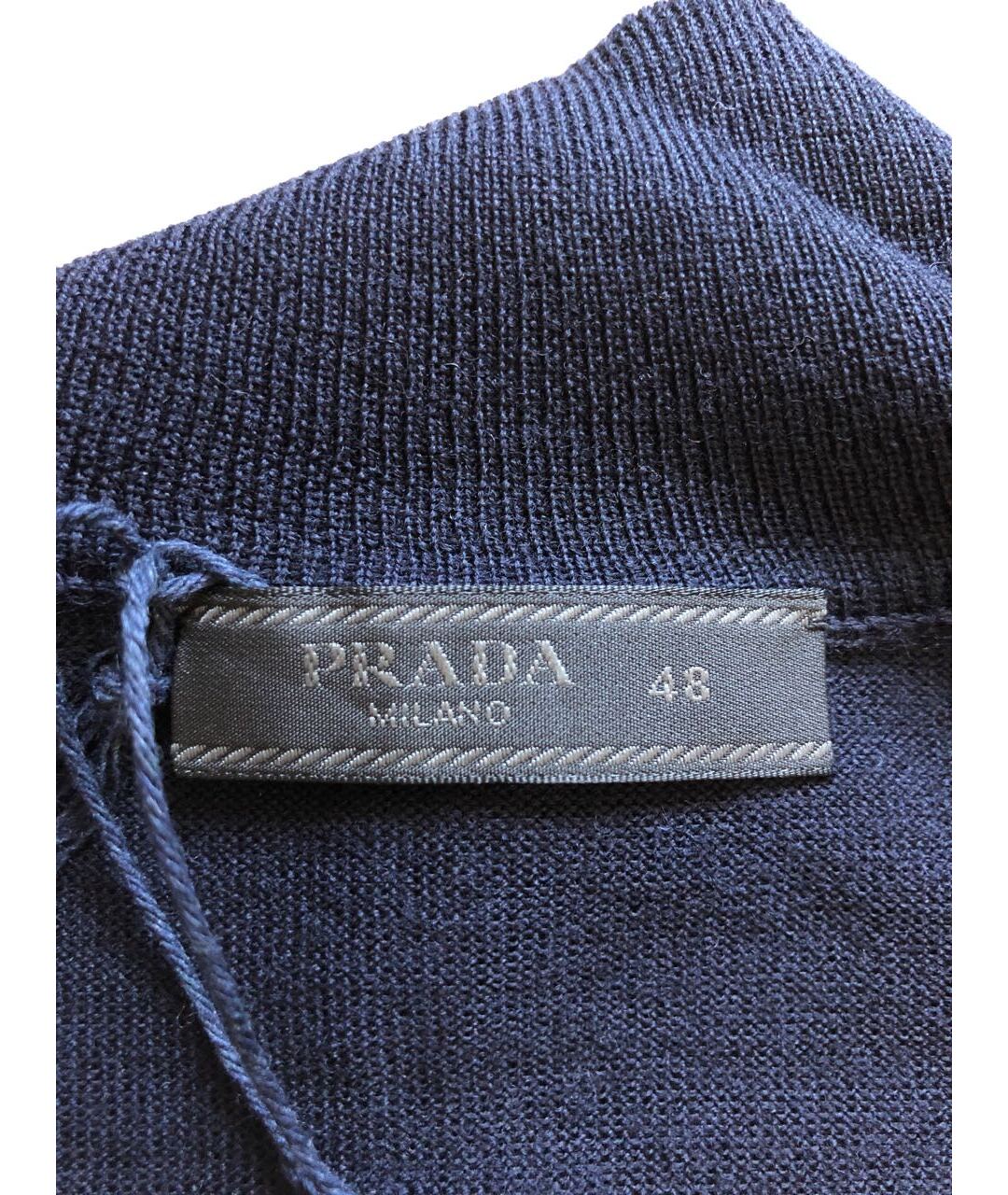 PRADA Темно-синий шерстяной джемпер / свитер, фото 2