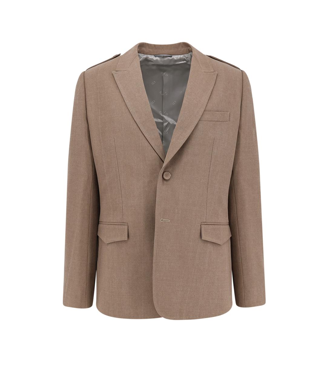 CHRISTIAN DIOR Бежевый шерстяной пиджак, фото 1