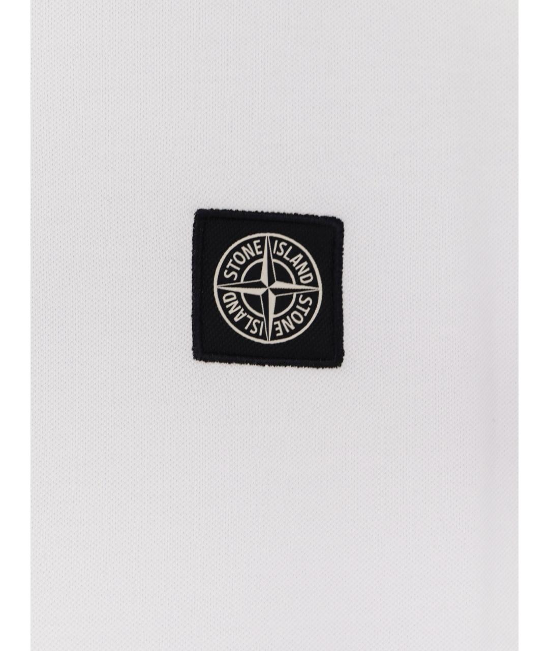 STONE ISLAND Белое хлопковое поло с коротким рукавом, фото 3