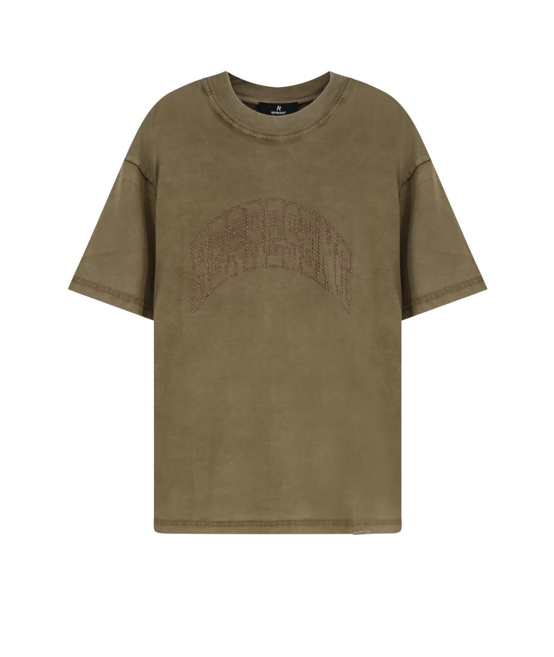 REPRESENT Хаки хлопковая футболка, фото 1
