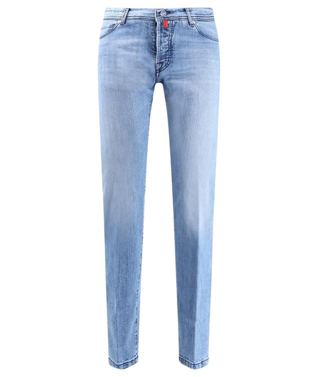 KITON Голубые хлопко-эластановые джинсы скинни, фото 1