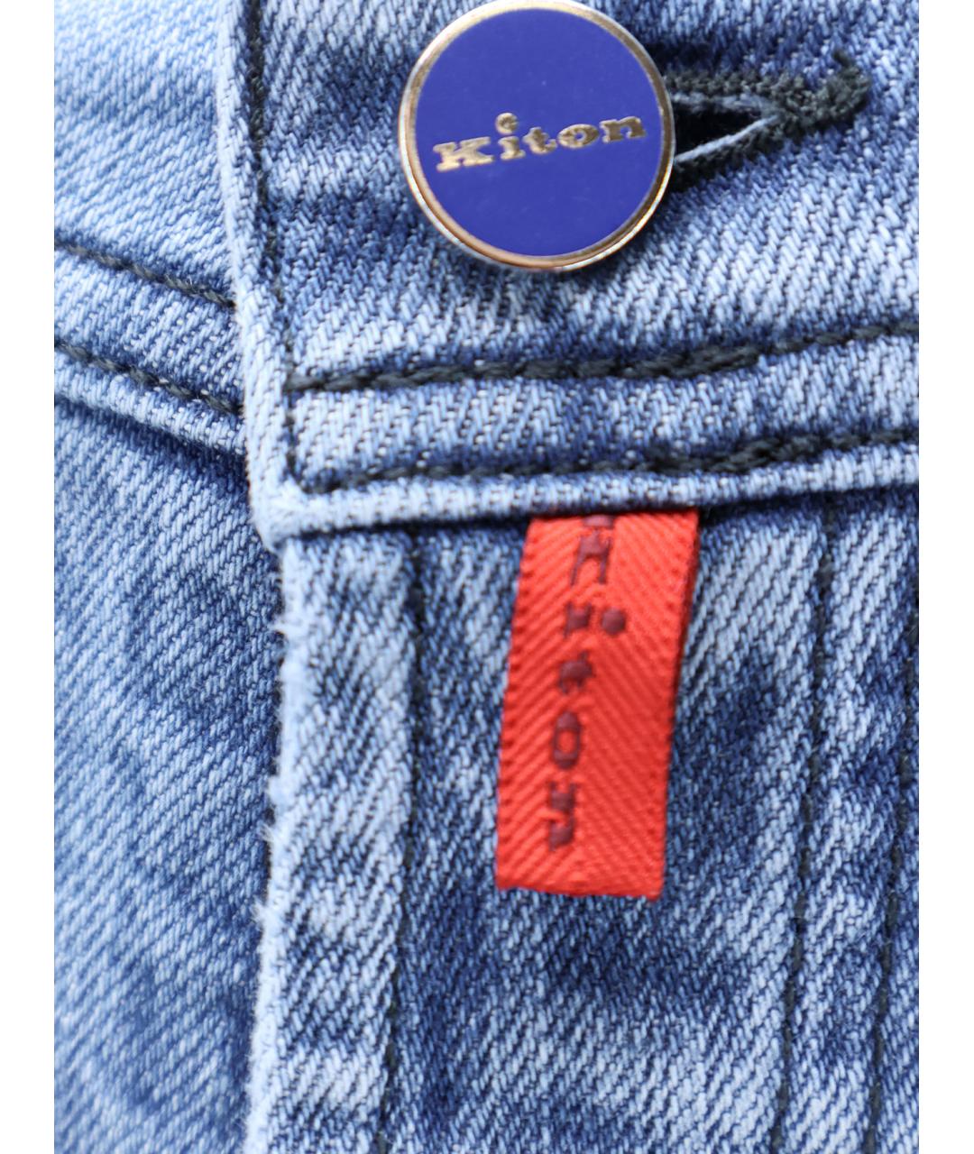 KITON Голубые хлопко-эластановые джинсы скинни, фото 3