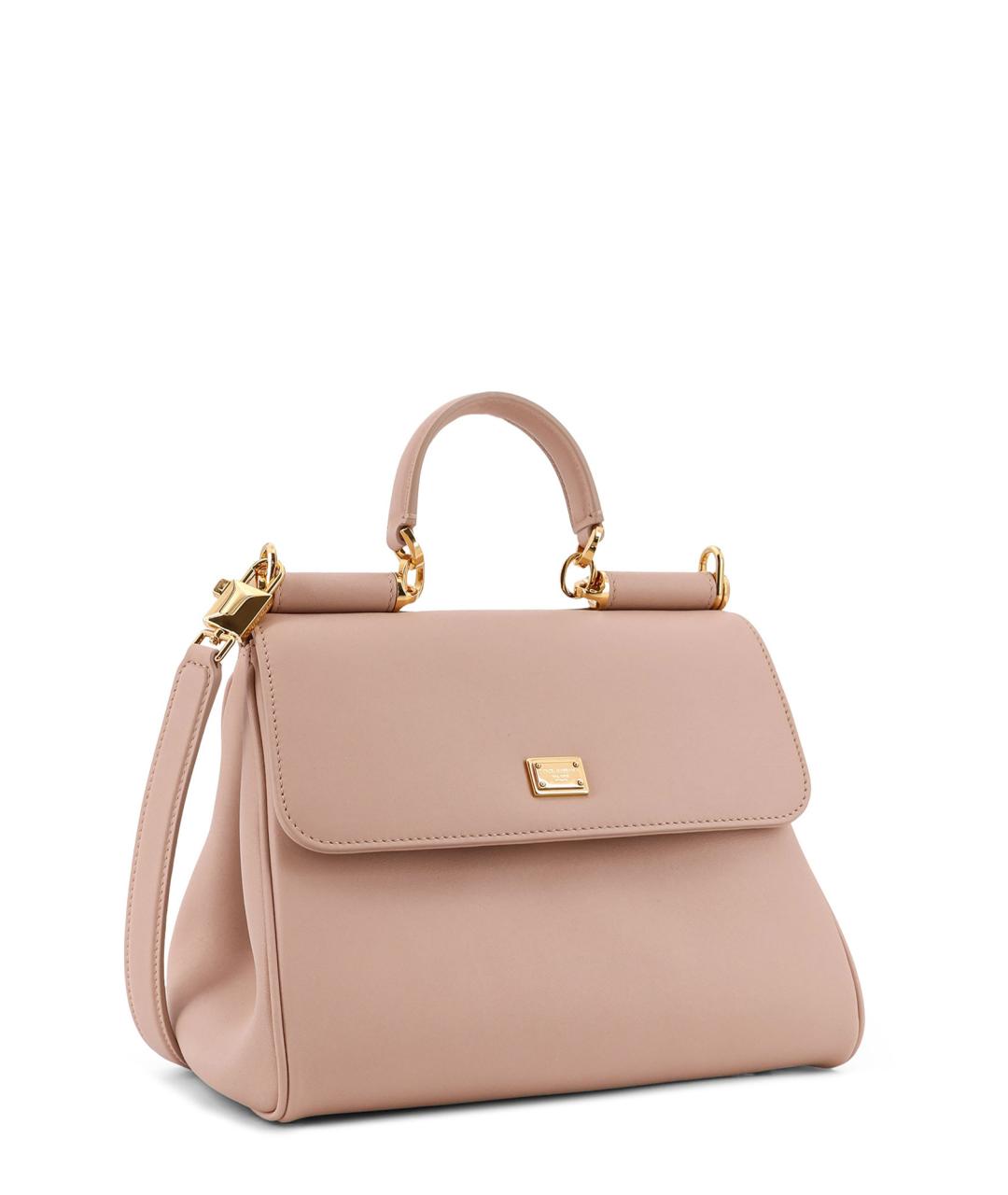 DOLCE&GABBANA Розовая кожаная сумка тоут, фото 3