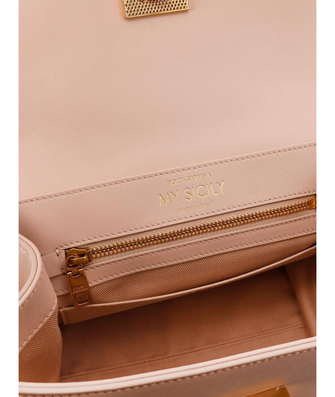 DOLCE&GABBANA Розовая кожаная сумка тоут, фото 4