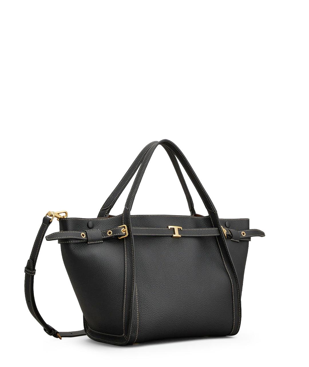 TOD'S Черная кожаная сумка тоут, фото 3