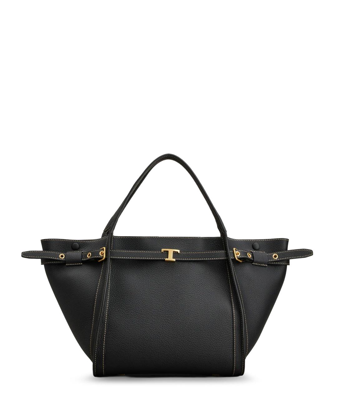 TOD'S Черная кожаная сумка тоут, фото 1