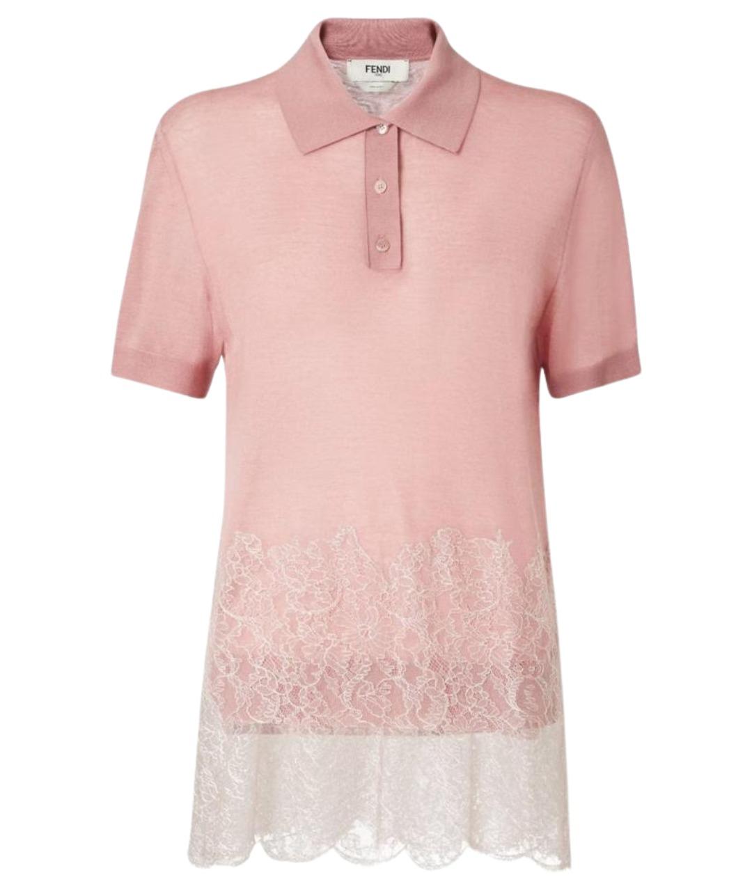 FENDI Розовая кашемировая футболка, фото 1