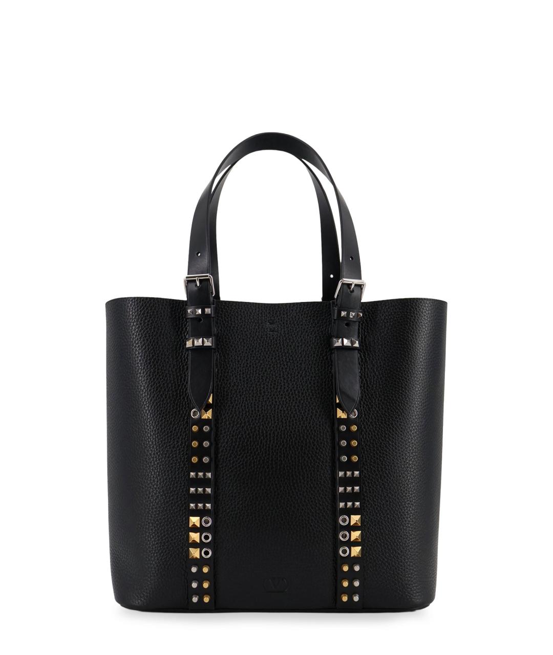 VALENTINO Черная кожаная сумка тоут, фото 1