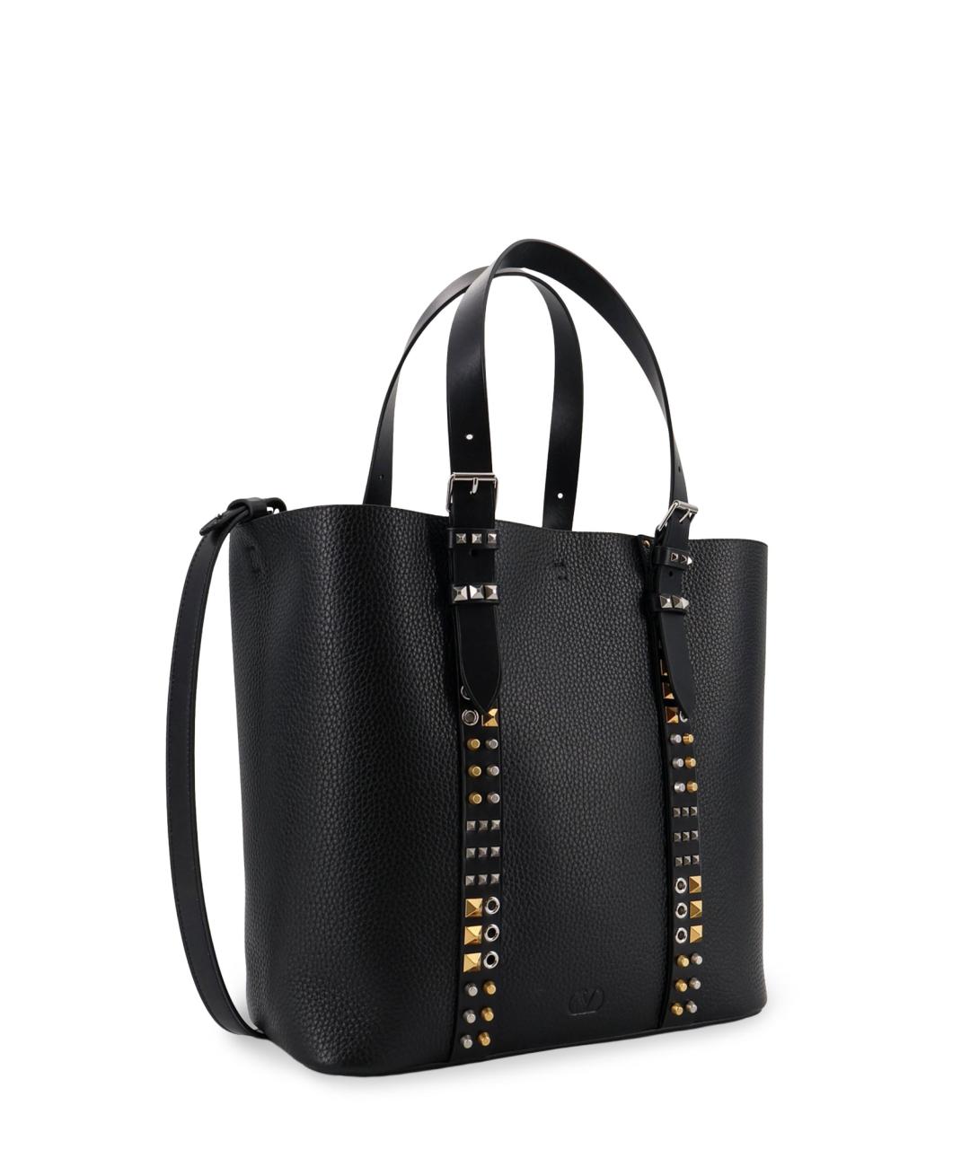 VALENTINO Черная кожаная сумка тоут, фото 3