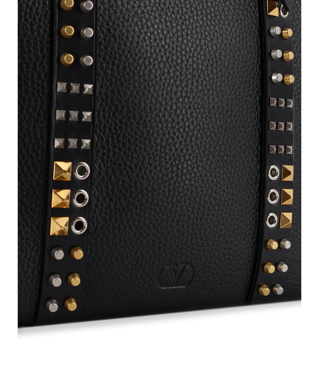 VALENTINO Черная кожаная сумка тоут, фото 5
