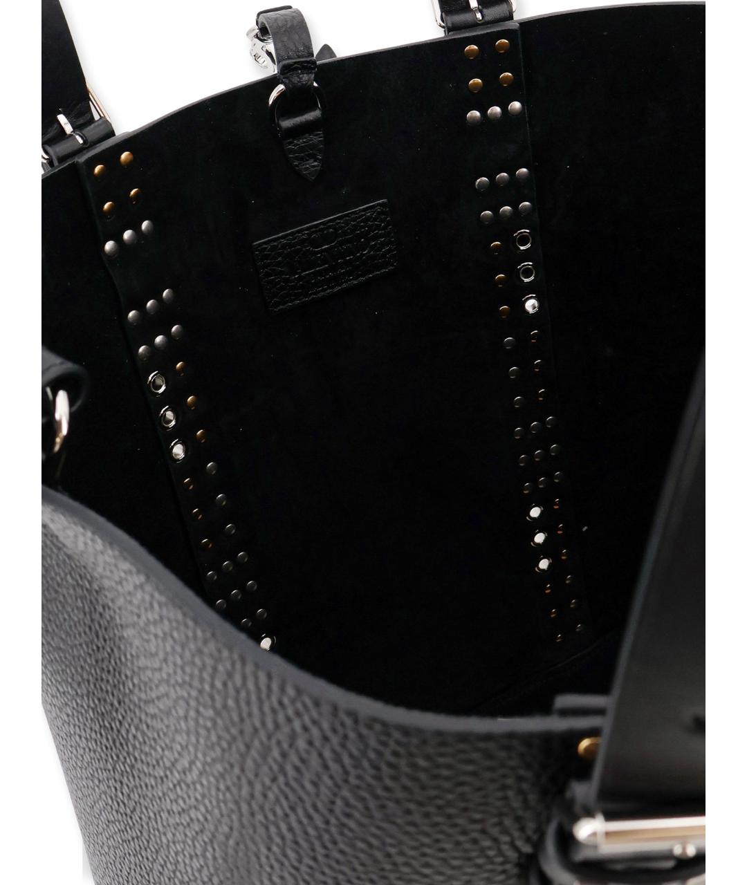 VALENTINO Черная кожаная сумка тоут, фото 4