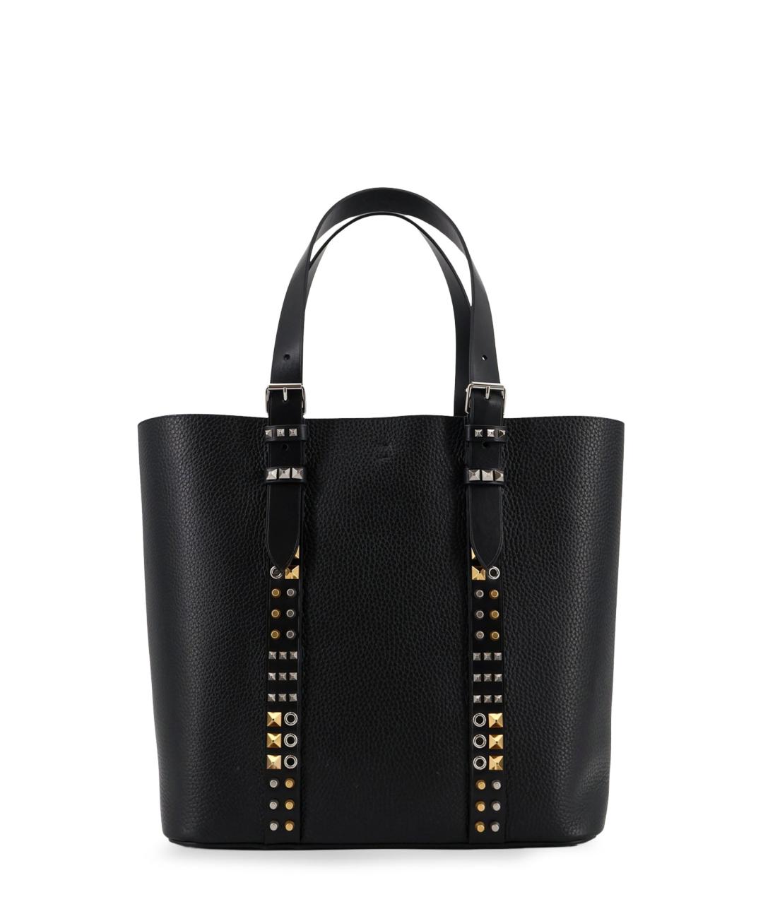 VALENTINO Черная кожаная сумка тоут, фото 2