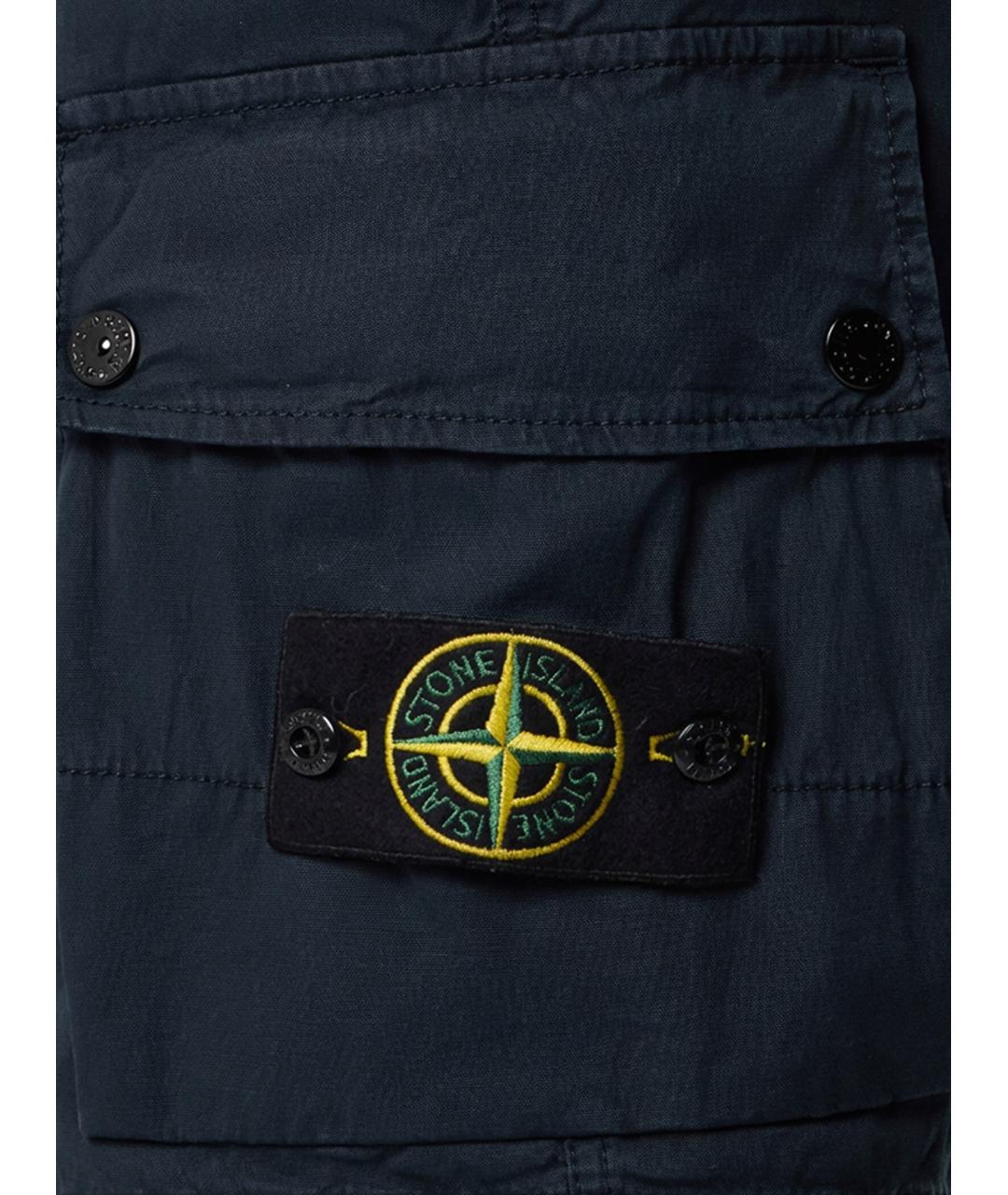 STONE ISLAND Темно-синие хлопко-эластановые шорты, фото 3