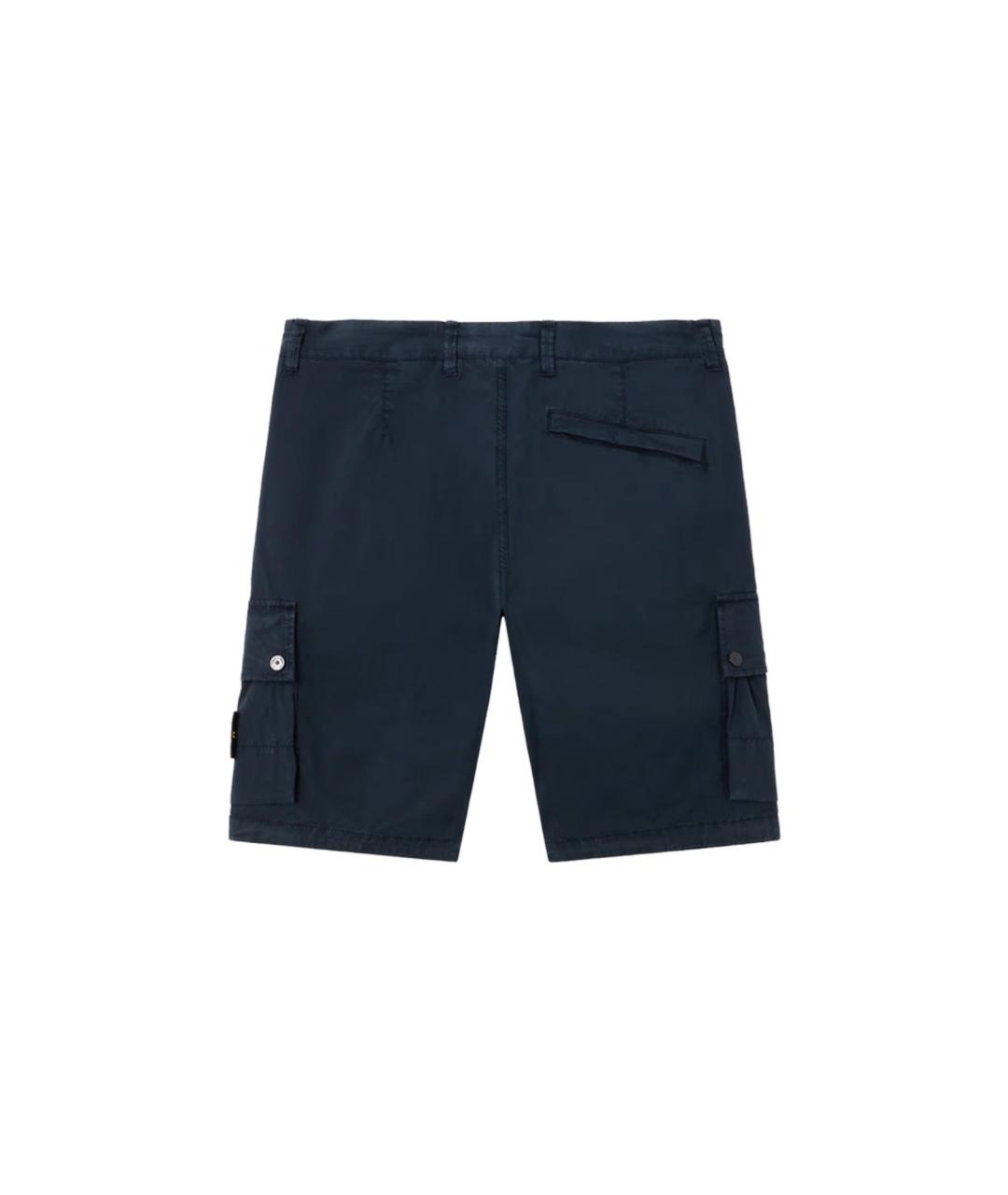 STONE ISLAND Темно-синие хлопко-эластановые шорты, фото 2