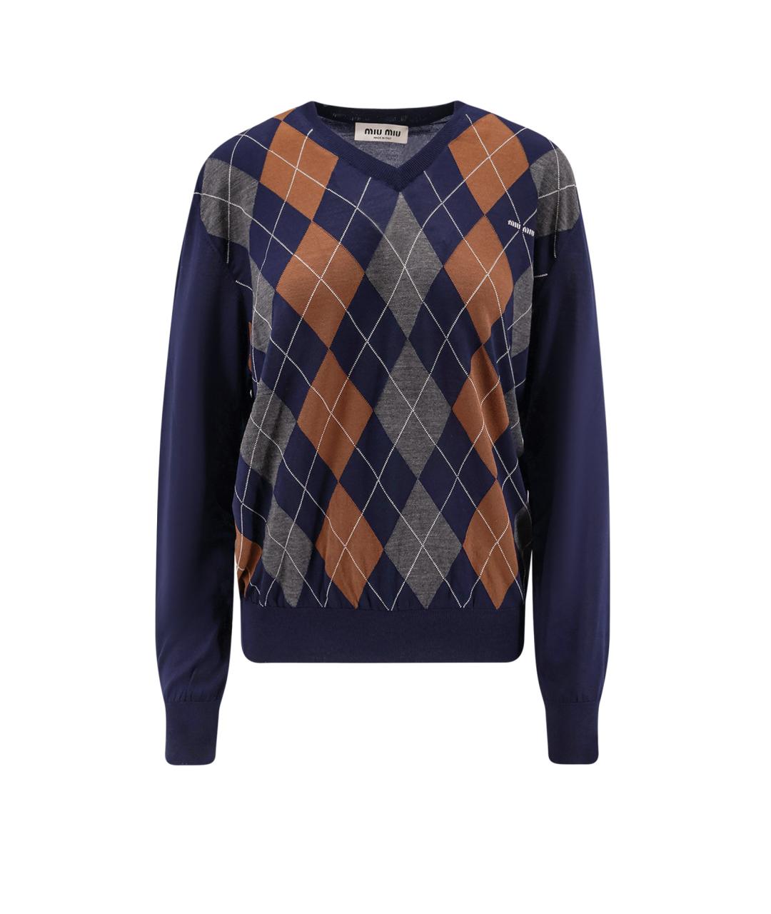 MIU MIU Синий шерстяной джемпер / свитер, фото 1
